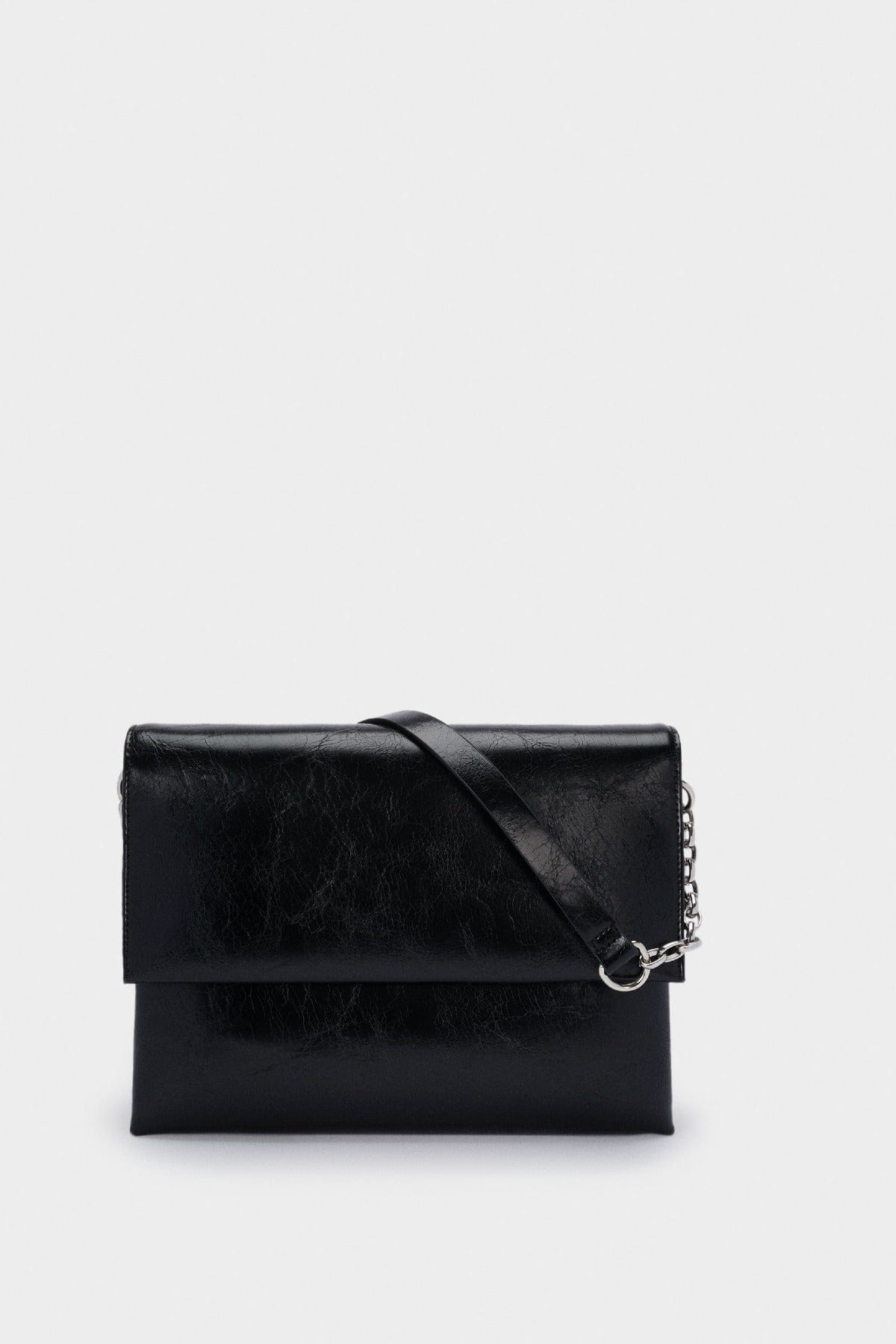 بارفوا حقيبة كروس جلد بقفل أمامي أسود