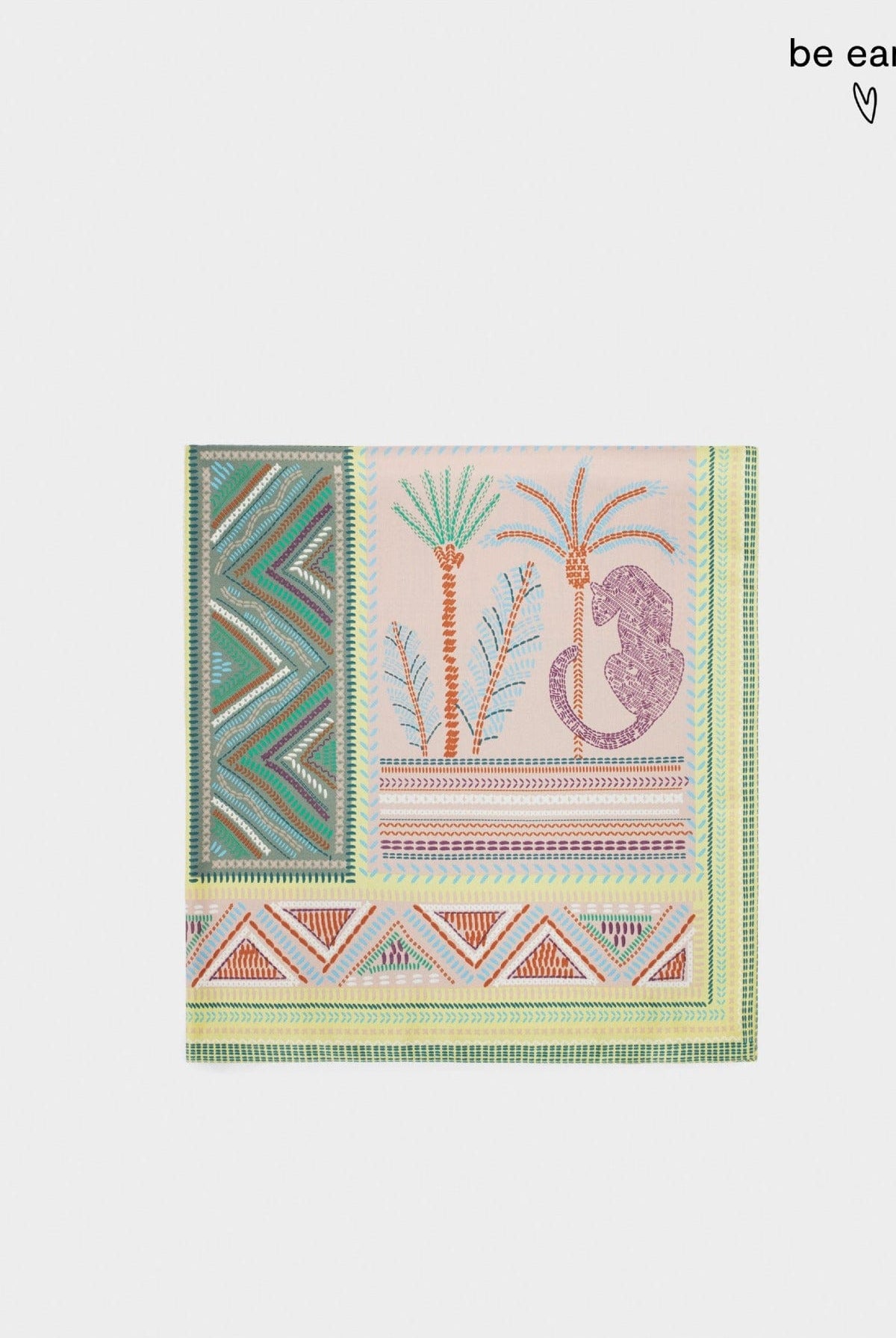 بارفوا منديل مربع مطبوع بطبعة نساء أخضر