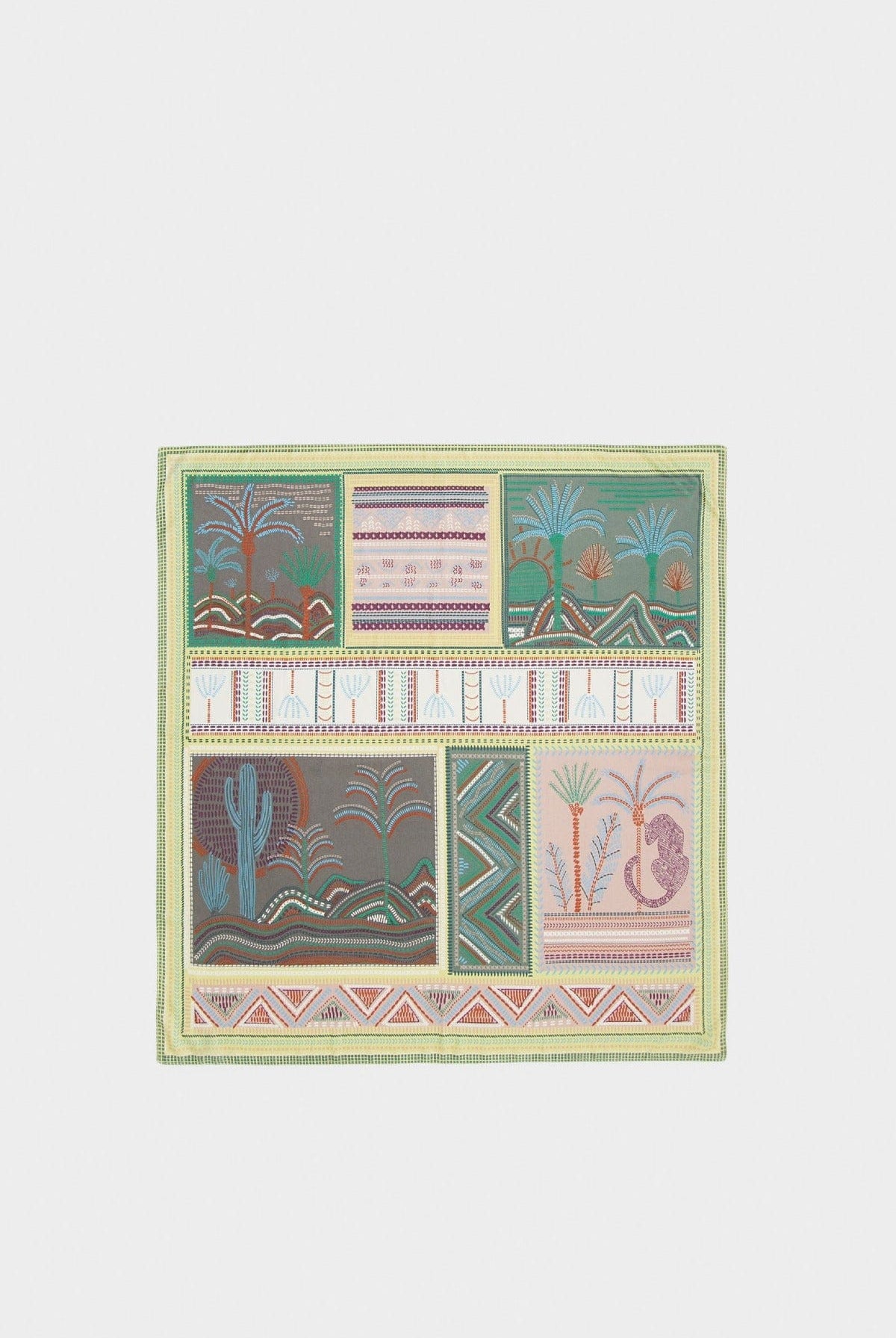 بارفوا منديل مربع مطبوع بطبعة نساء أخضر