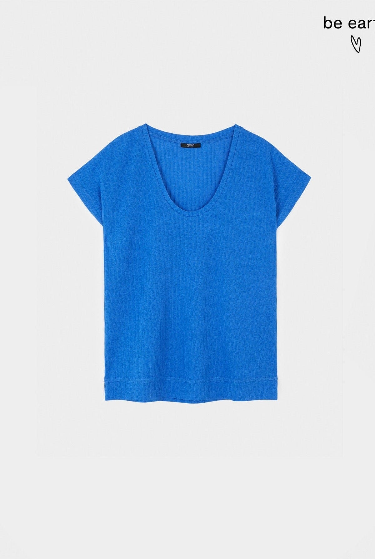 بارفوا تيشيرت كت مخطط بالطول برقبة دائرية واسعة