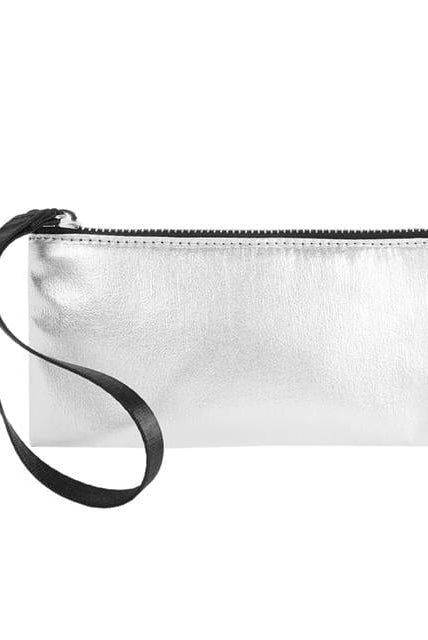 بارفوا محفظة نايلون لامعة مع ماسك وسحاب نسائي فضي