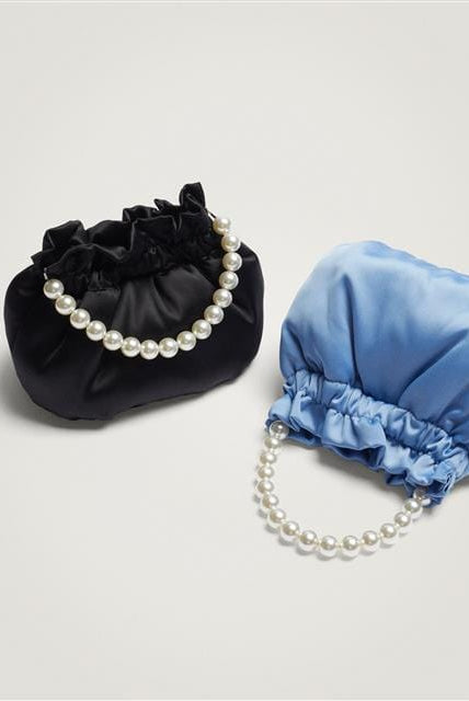 بارفوا شنطة يد صغيرة مزينة بحبوب لؤلؤ أزرق