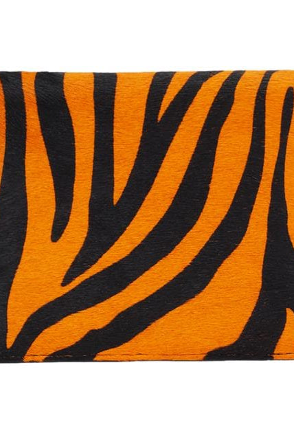 بارفوا محفظة جلد نسائية برسمة نمرية برتقالي