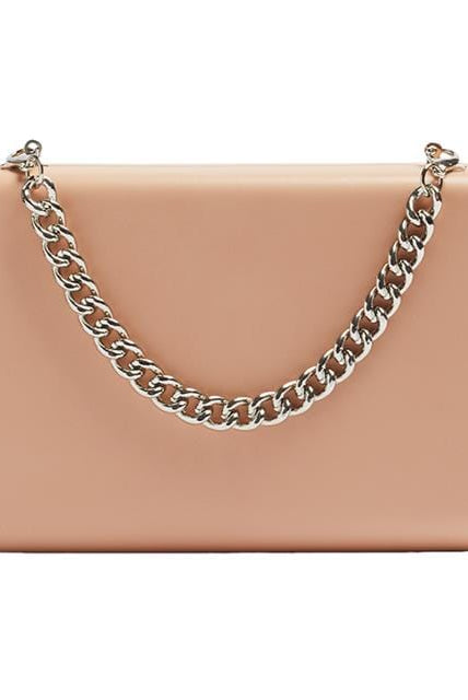 بارفوا حقيبة يد صغيرة نسائية مع سلسال معدني نسائي وردي فاتح