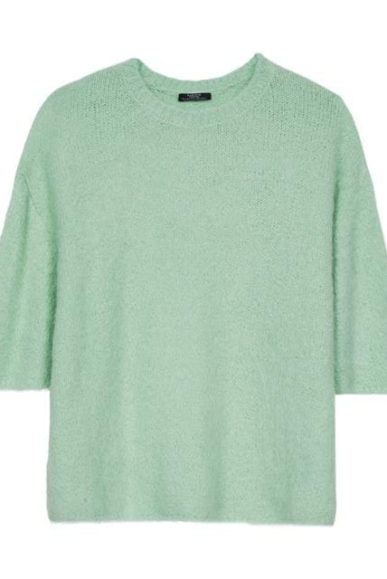 بارفوا بلوفر نسائي منسوج نص كم بياقة دائرية