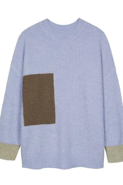 بارفوا بلوفر سادة مزين بلون أمامي نسائي أزرق فاتح