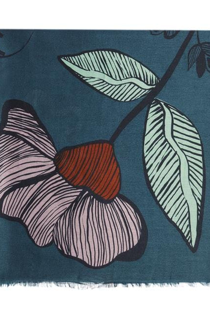 بارفوا وشاح بوليستر مطبوع نقشة وردة كبيرة