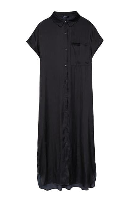 بارفوا قميص نسائي طويل بجيب أمامي رمادي داكن