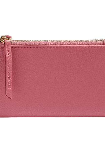 بارفوا محفظة نقود نسائية صغيرة مربعة بسحاب وردي