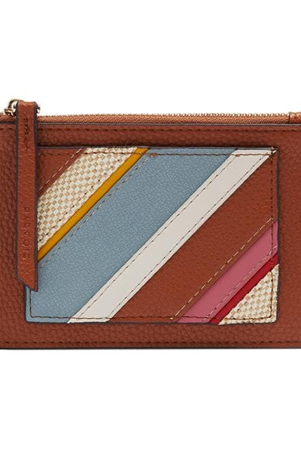 بارفوا محفظة كروت جلدية مخططة جملي