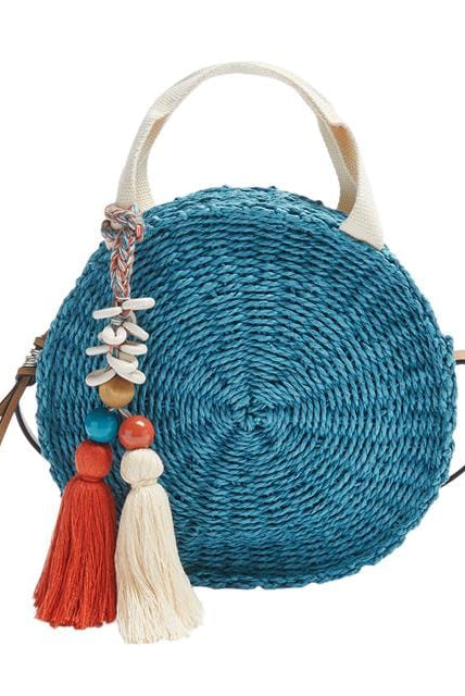 بارفوا شنطة دائرية منسوجة نسائية