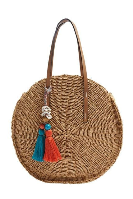 بارفوا شنطة كروشيه دائريه للنساء أصفر شاحب