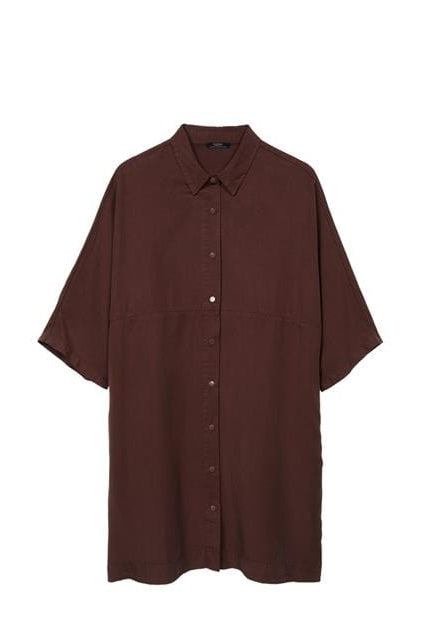 بارفوا فستان تصميم قميص سادة نسائي قصير نص كم