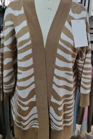 بارفوا كارديجان نسائي طويل مطبوع على شكل حمار وحشي جملي