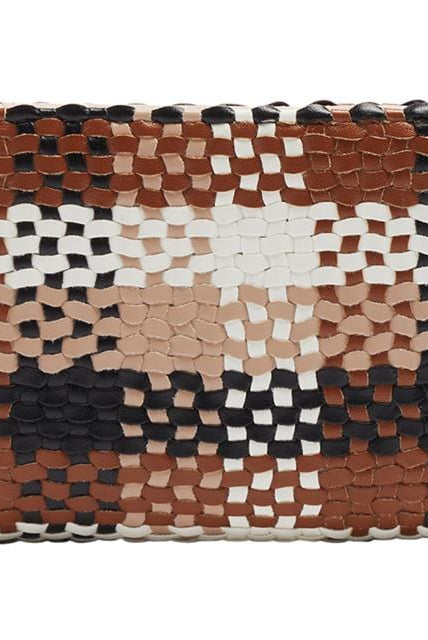 بارفوا محفظة نقود صغيرة مربعة برسمة مربعات مع سحاب نسائي