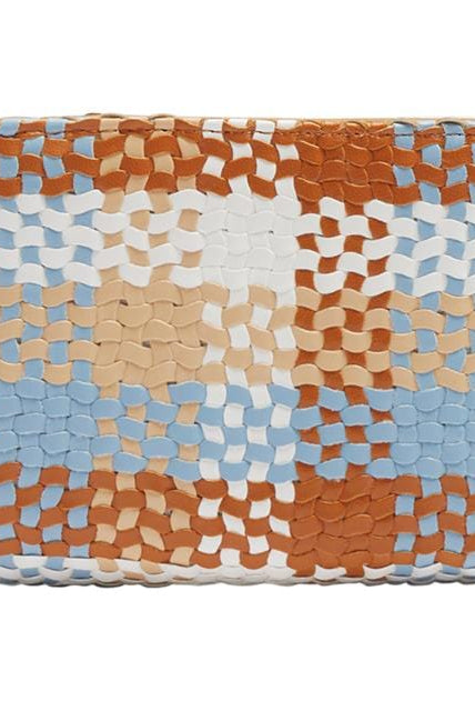 بارفوا محفظة نقود صغيرة مربعة برسمة مربعات مع سحاب نسائي