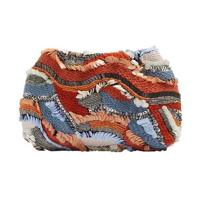 بارفوا حقيبة خرز باليد مطرزة للحفلات برتقالي