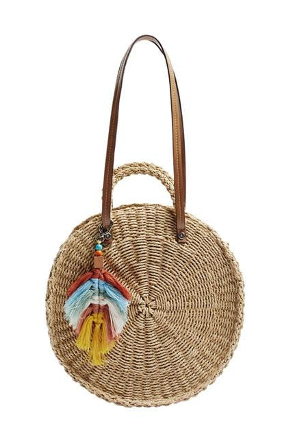 بارفوا شنطة كروس منسوجة من الخوص أصفر شاحب