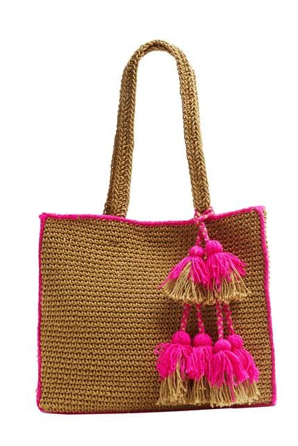 بارفوا شنطة يدوية نسائية كروشية أصفر شاحب