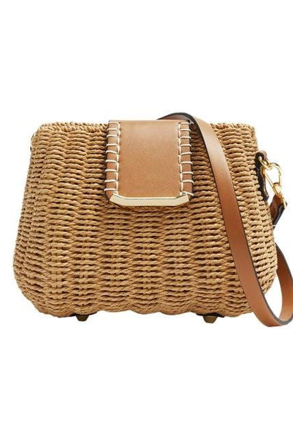 بارفوا حقيبة كتف يدوية مع جلد نسائي أصفر شاحب