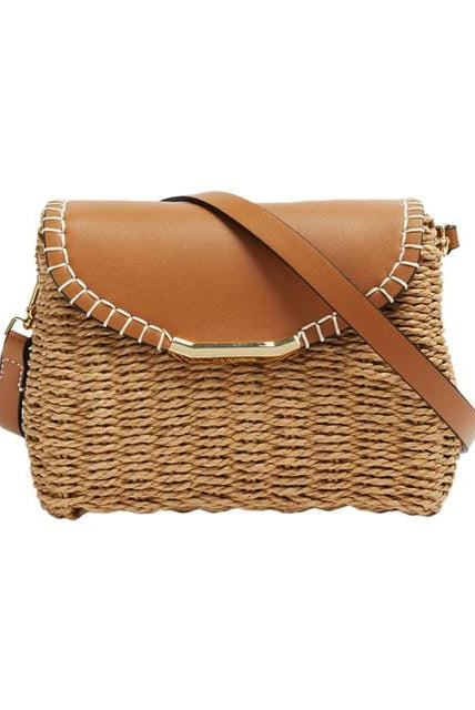 بارفوا حقيبة كتف يدوية مع جلد نسائي أصفر شاحب