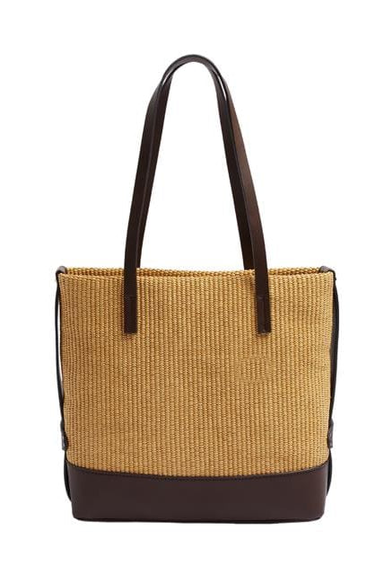 بارفوا شنطة يد نسائية منسوجة أصفر شاحب