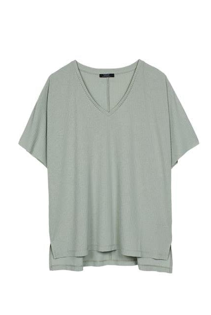 بارفوا تيشيرت نص كم برقبة سبعة نسائي أخضر فاتح