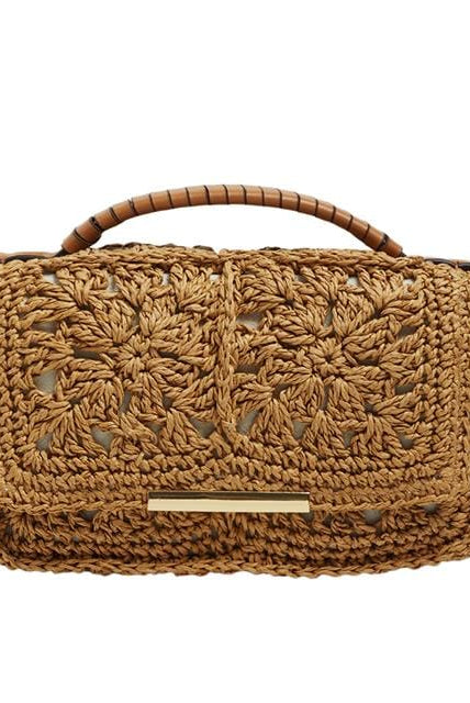 بارفوا شنطة كتف مربعة بقفل مغناطيسي أصفر