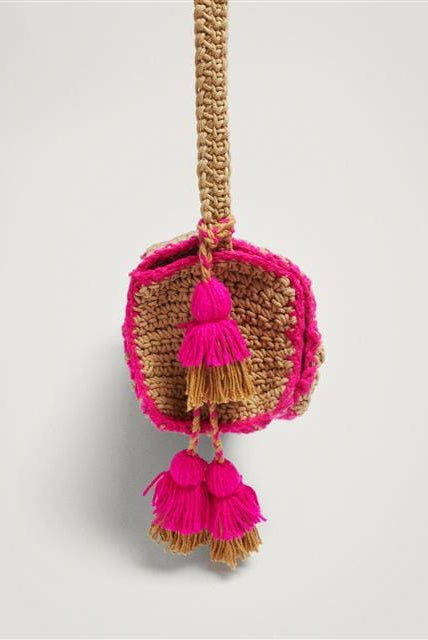 بارفوا شنطة كروشيه صغيرة منسوجة أصفر شاحب