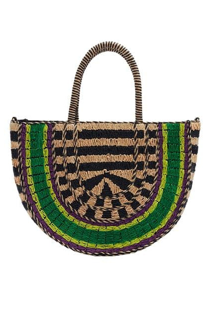 بارفوا حقيبة يد منسوجة متعددة الألوان أصفر