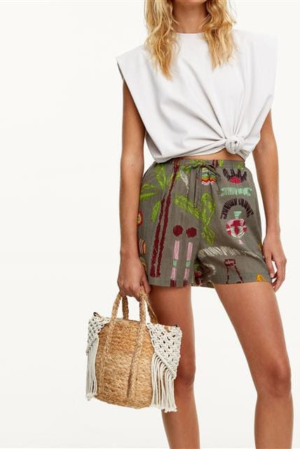 بارفوا حقيبة يد مزينة بشراشيب أصفر