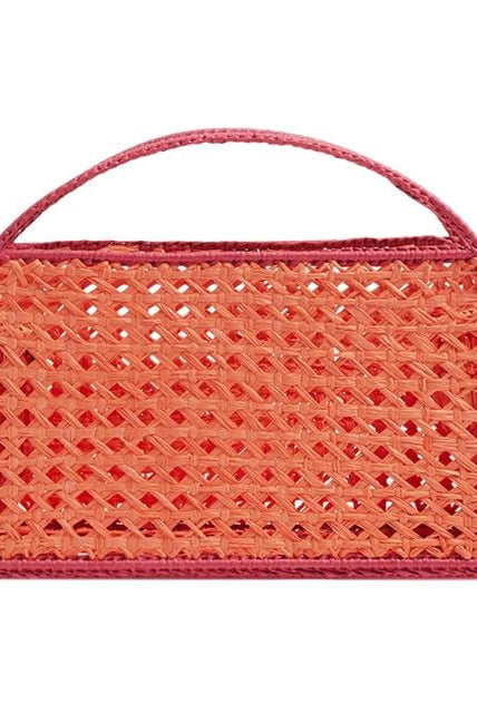 بارفوا حقيبة يد نسائية مخرمة بحامل يد دائري برتقالي