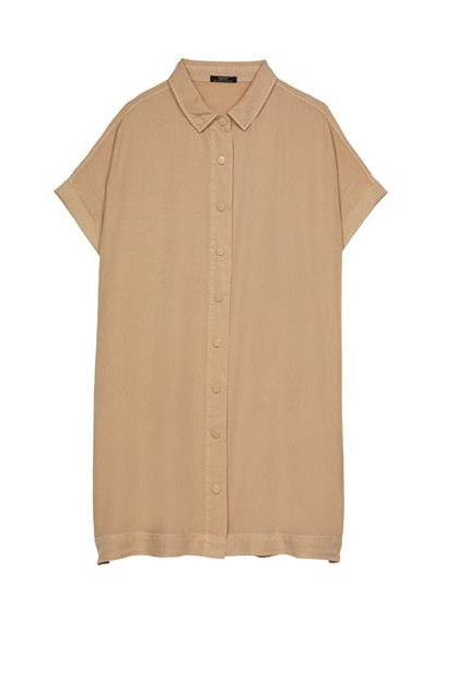 بارفوا فستان منسوج نص كم بأزرار أمامية