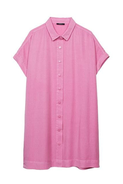 بارفوا فستان منسوج نص كم بأزرار أمامية