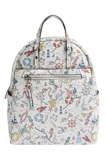 بارفوا شنطة ظهر صغيرة جلد بسحاب خارجي أزرق