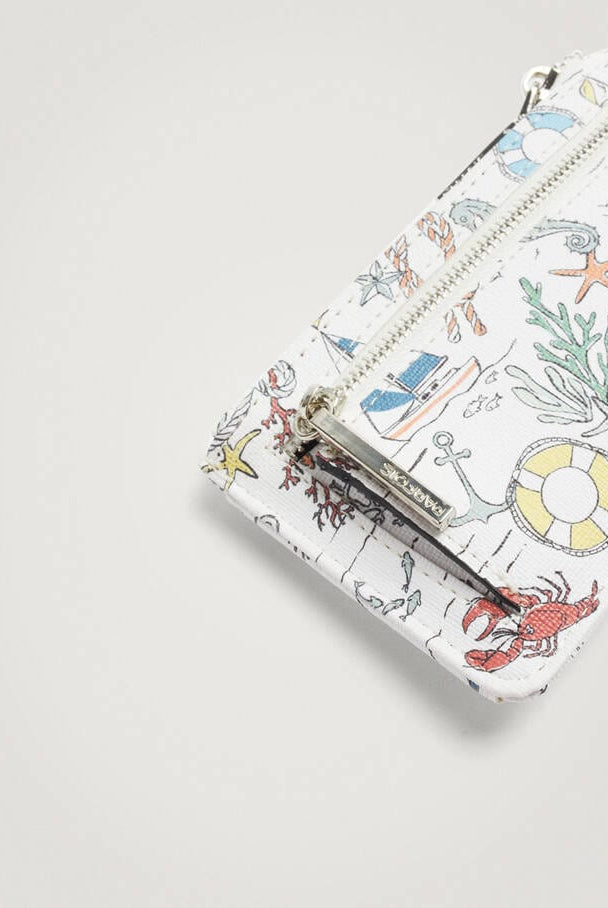 بارفوا حامل بطاقات جلد مطبوع أزرق