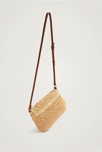 بارفوا حقيبة كروس بيد جلدية طويلة بيج