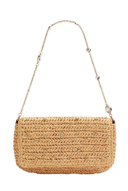 بارفوا شنطة كتف مطرز بفصوص بيج