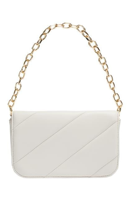 بارفوا حقيبة كتف جلدية بسلسال فضي