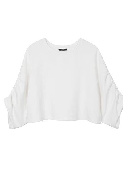 بارفوا تيشيرت قصير وسيع بياقة دائرية أبيض