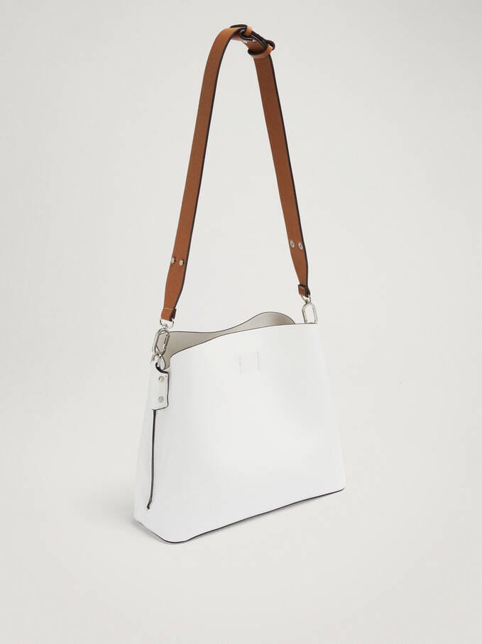 بارفوا حقيبة جلد كبيرة سادة بحزام جلدي