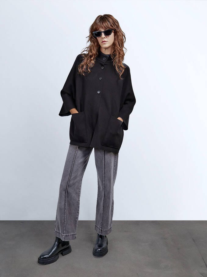 بارفوا معطف نسائي ثقيل مزود بجيوب أزرار أمامية