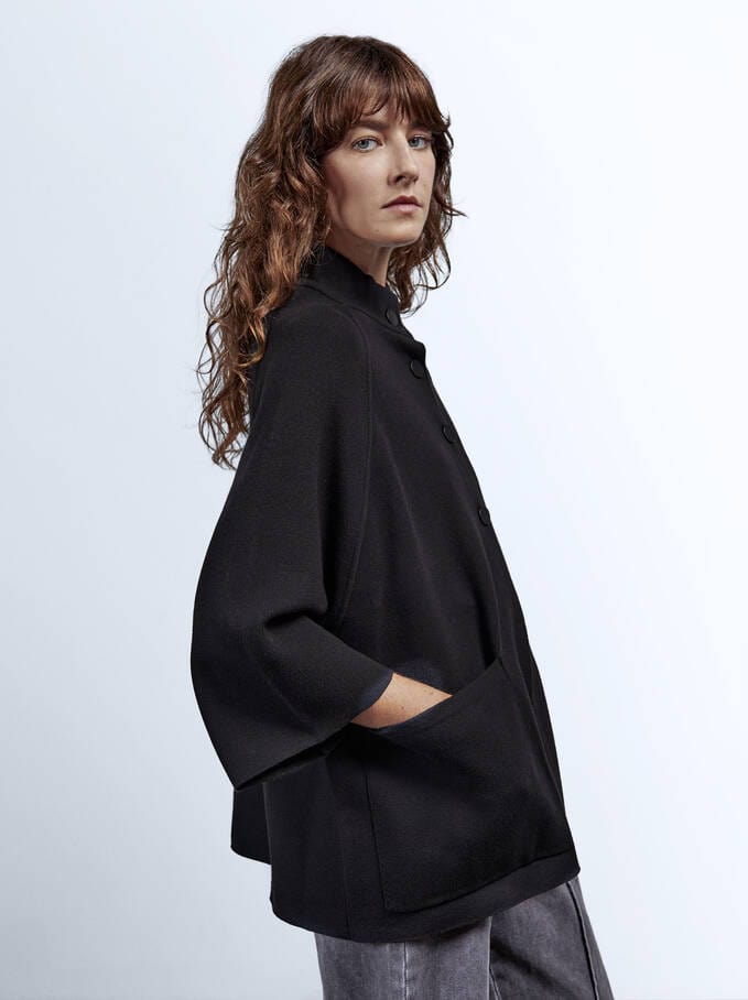 بارفوا معطف نسائي ثقيل مزود بجيوب أزرار أمامية