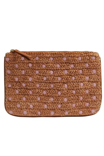 بارفوا محفظة قماش منسوجة نسائية بيج فاتح