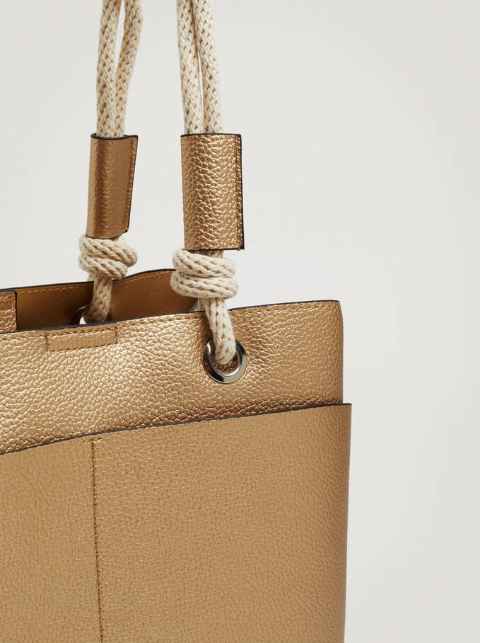 بارفوا شنطة كتف جلد نسائية سادة بحامل يد علي شكل رباط