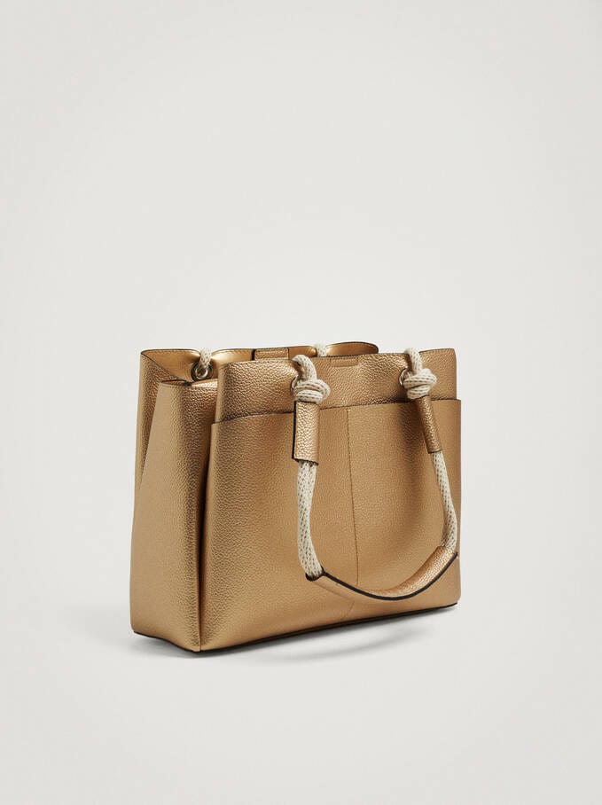 بارفوا شنطة كتف جلد نسائية سادة بحامل يد علي شكل رباط