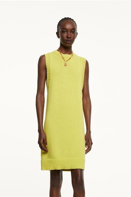 بارفوا فستان نسائي ميدي منسوج أصفر