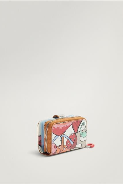 بارفوا محفظة بطايق متعددة الألوان بسحاب وردي