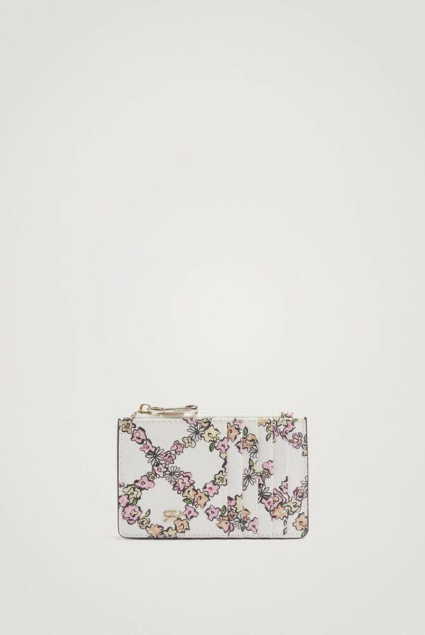 بارفوا حامل بطاقات بسحاب مزين بورد أبيض