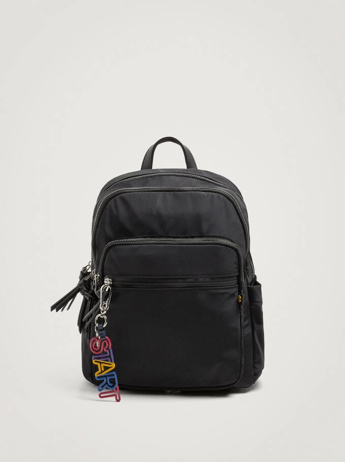 بارفوا شنطة ظهر نايلون سادة بسحاب خارجي